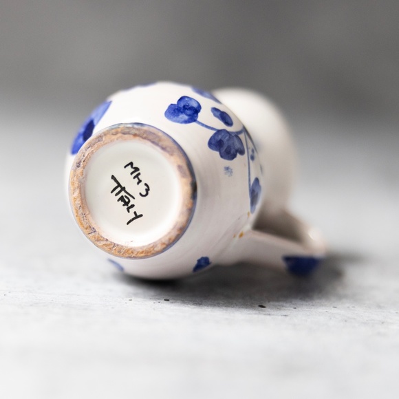 Vintage miniature mini Italy blue white floral pitcher creamer pottery pls read - Picture 7 of 9